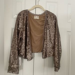 Joyfolie gold sequin blazer, medium NWT